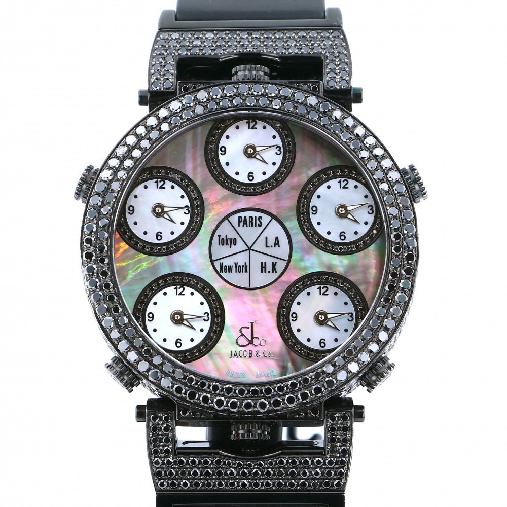 ジェイコブ シックスタイムゾーン ベゼル・ラグブラックダイヤ JC-LG3DCBD