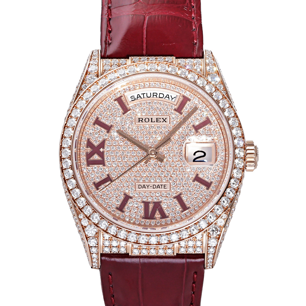 ROLEX激安 デイデイト 36mm 赤い時計ストラップ 128155RBR