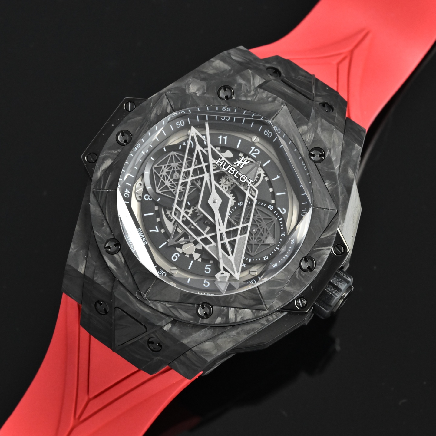 ウブロスーパーコピー時計 赤いストラップビッグ・バン ウニコ サンブルーII 418.CX.1107.RX.MXM22C[2]