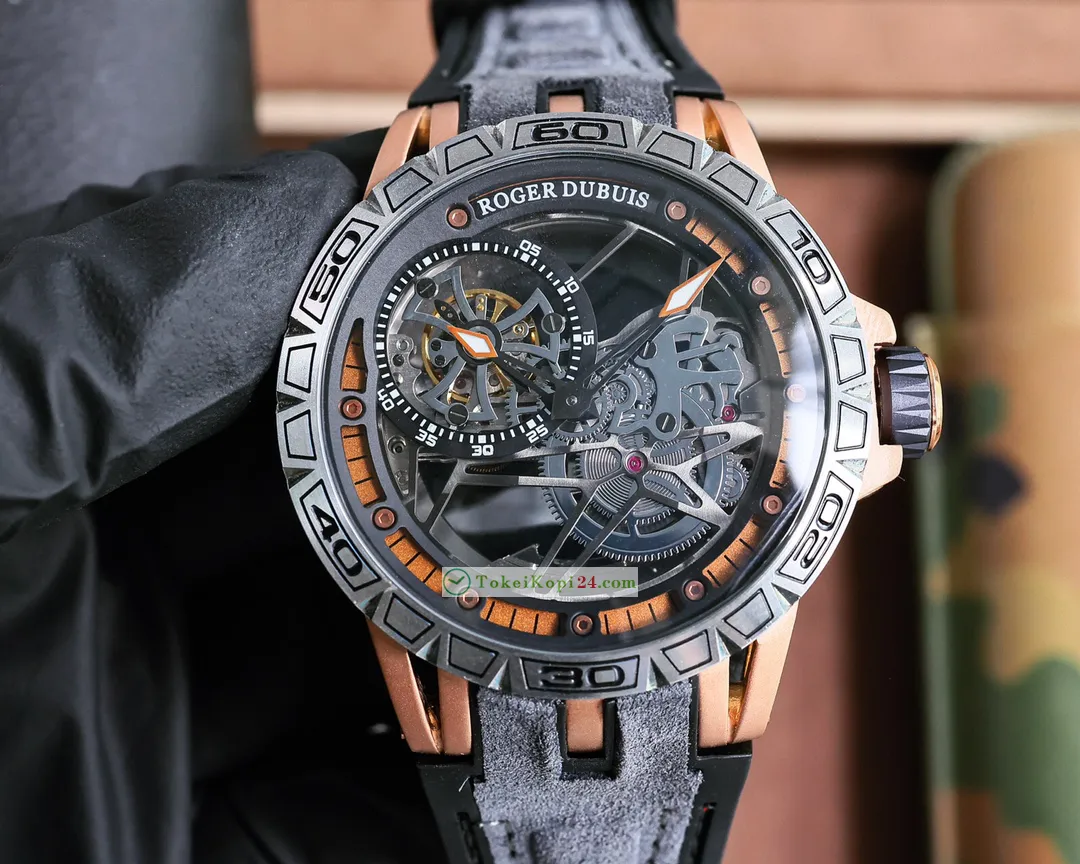 ロジェ・デュブイコピー時計エクスカリバー 最高精密自動巻き ピレリラバーストラップJ903894