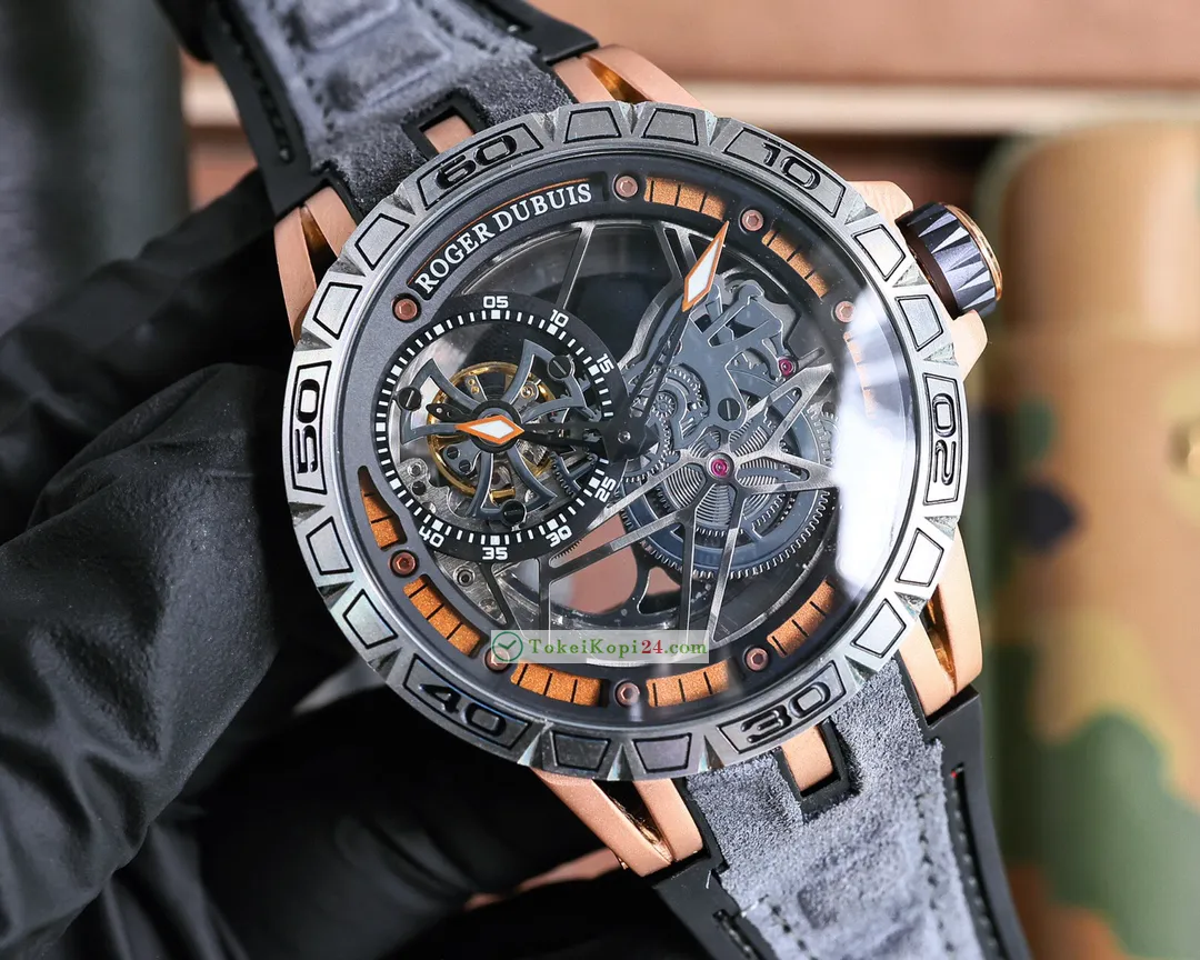 ロジェ・デュブイコピー時計エクスカリバー 最高精密自動巻き ピレリラバーストラップJ903894[3]