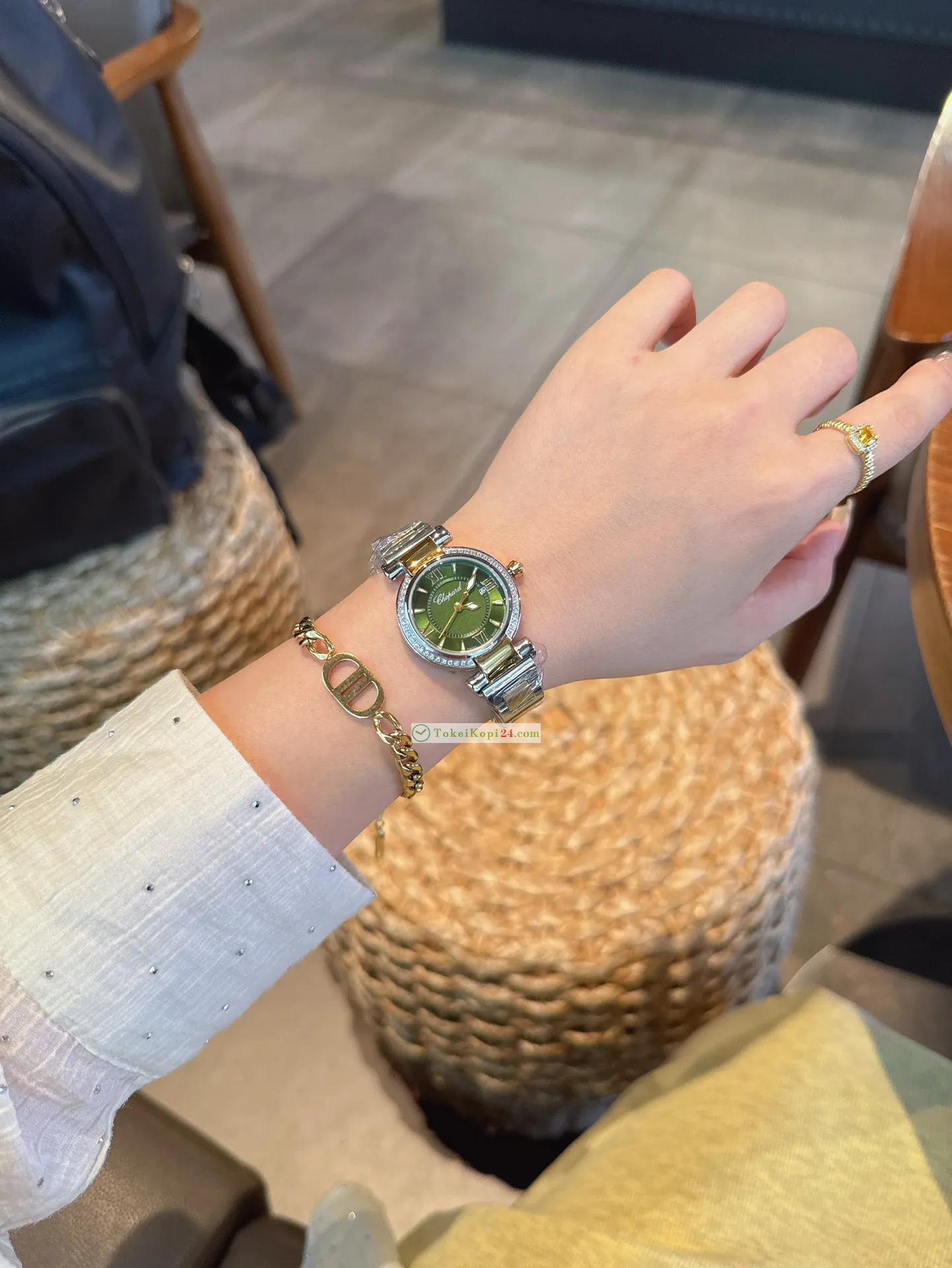 高級感ショパール インペリアルレディース時計グリーンダイヤルC7029255[5]