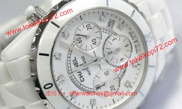 偽物CHANELシャネル時計 ホワイトセラミックJ12 クロノ H2009