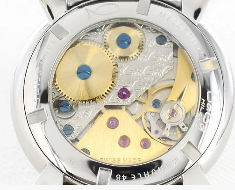 ガガミラノコピー腕時計 マニュアーレ48mm 手巻き スモールセコンド レザー ホワイト メンズ 5010.10S