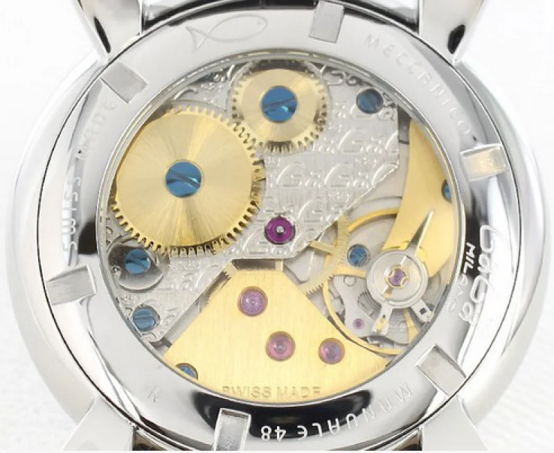 ガガミラノコピー腕時計 マニュアーレ48mm 手巻き スモールセコンド レザー ブラック メンズ 5010.04S