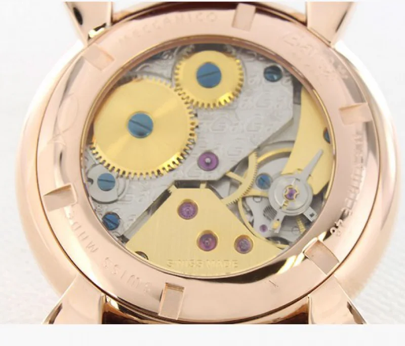 ガガミラノコピー腕時計 マニュアーレ48mm 手巻き スモールセコンド レザー ピンク/PGPシルバー メンズ 5011.09S