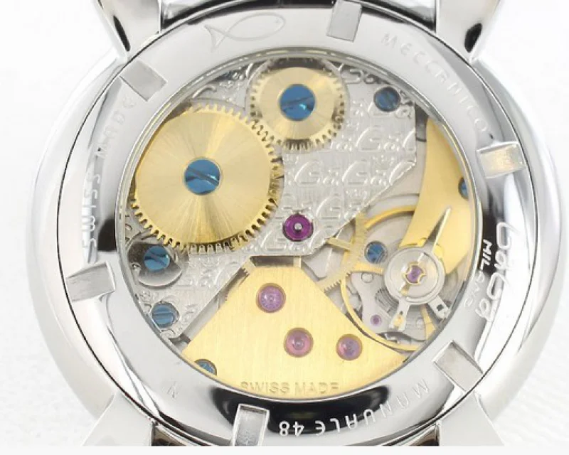ガガミラノ コピー腕時計マニュアーレ48mm 手巻き スモールセコンド レザー ブラック メンズ 5010.12S
