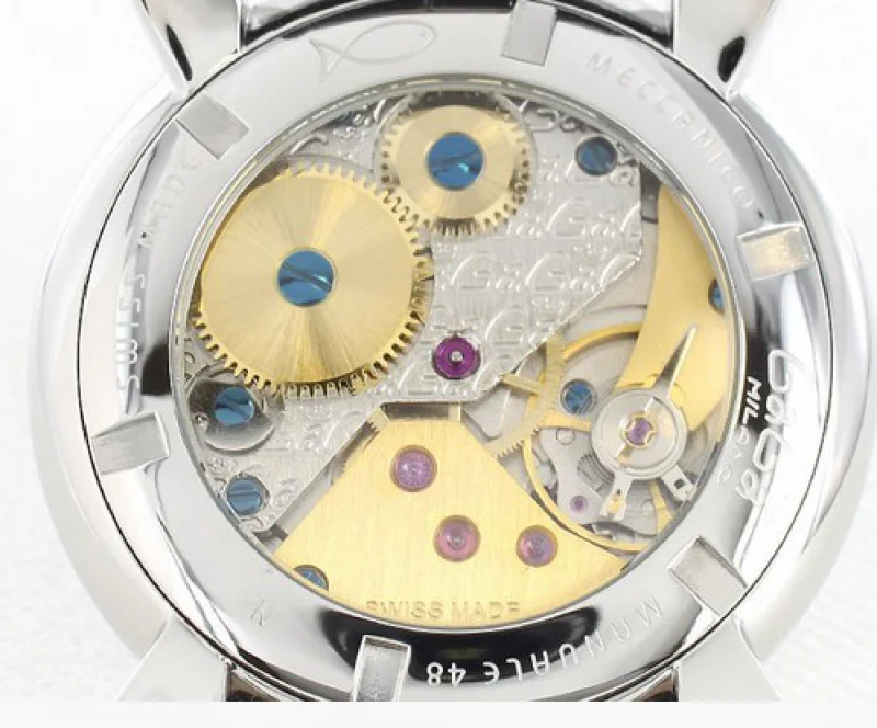 ガガミラノ腕時計コピー マニュアーレ48mm 手巻き スモールセコンド レザー ホワイト メンズ 5010.14S