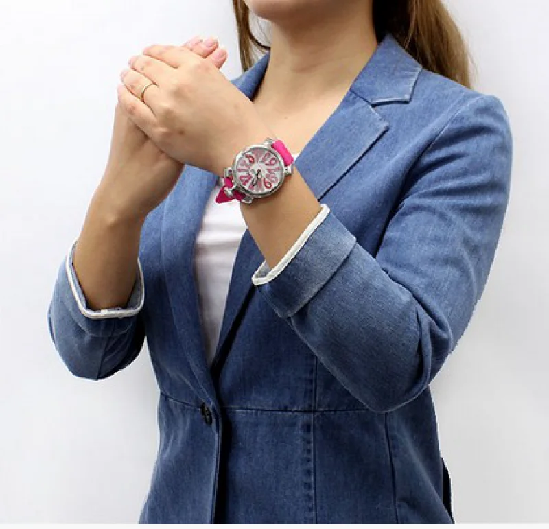 ガガミラノ コピー腕時計マニュアーレ40mm ラバー ローズピンク/ホワイトシェル ボーイズ 5020.6