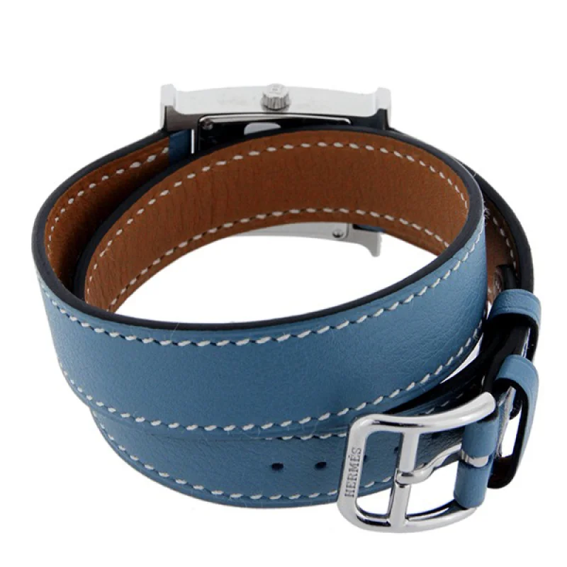 HERMES エルメス時計コピー Hウォッチ レザーベルト HH1.210.131/WJE1 ドゥブルトゥール 二重巻き ブルー