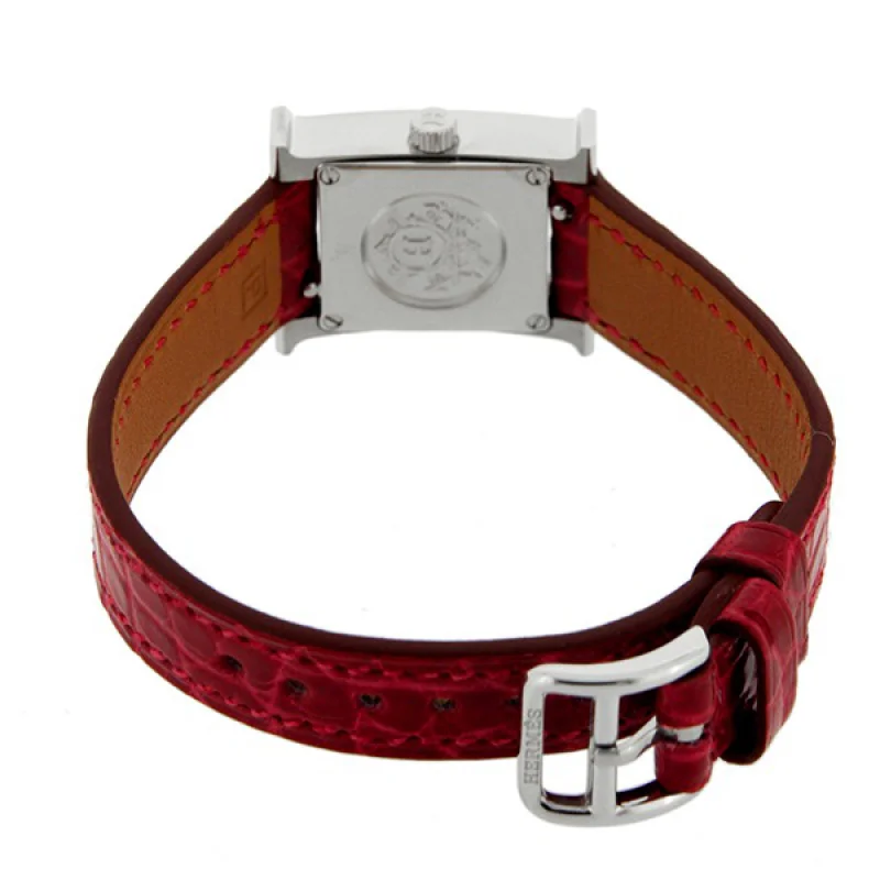 HERMES エルメス時計コピー Hウォッチ レザーベルト HH1.110.290/ZBA シェル 11Pダイヤ レッド