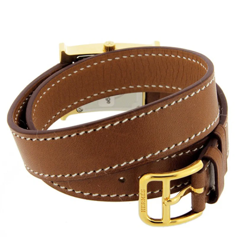HERMES エルメス時計コピー Hウォッチ レザーベルト HH1.201.131/VBA1 ドゥブルトゥール 二重巻き ブラウン