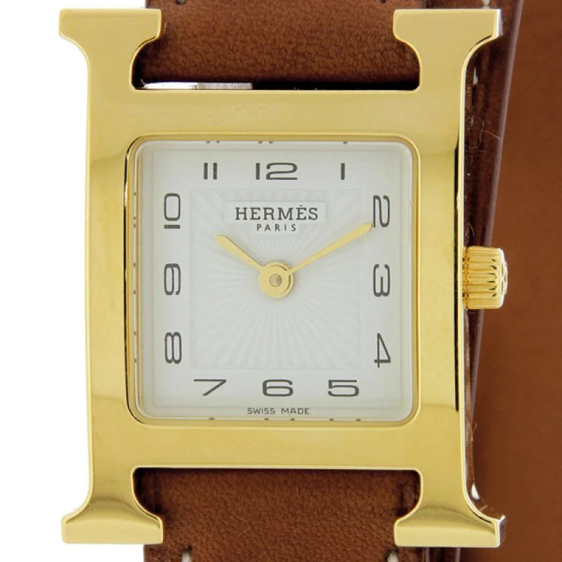 HERMES エルメス時計コピー Hウォッチ レザーベルト HH1.201.131/VBA1 ドゥブルトゥール 二重巻き ブラウン