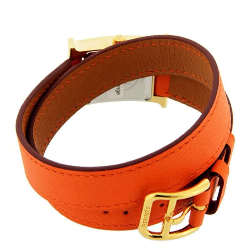 HERMES エルメス時計コピーHウォッチレザーベルト HH1.201.131/WOR1 ドゥブルトゥール 二重巻き オレンジ