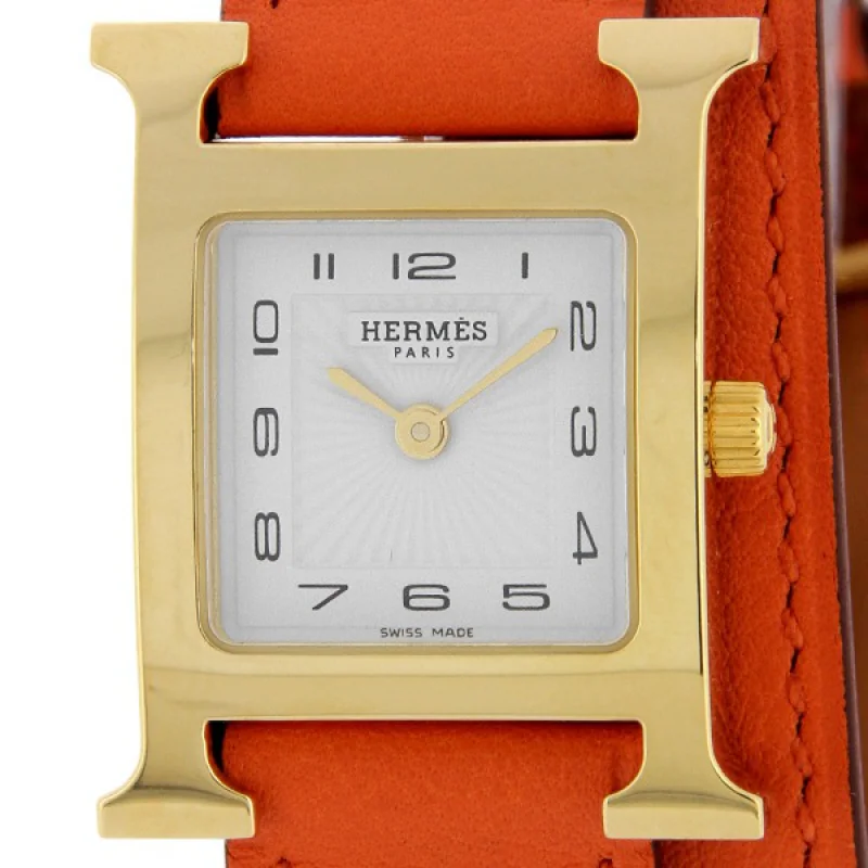 HERMES エルメス時計コピーHウォッチレザーベルト HH1.201.131/WOR1 ドゥブルトゥール 二重巻き オレンジ