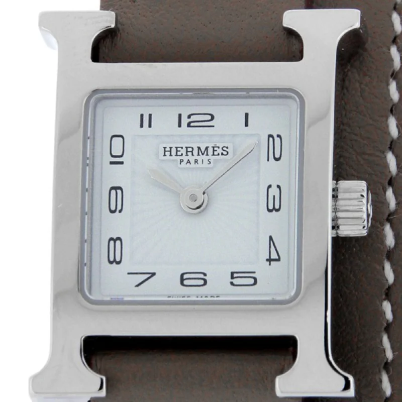 エルメス 腕時計コピー Hウォッチレザーベルト HH1.110.131.WW182 ドゥブルトゥール 二重巻き ベージュ