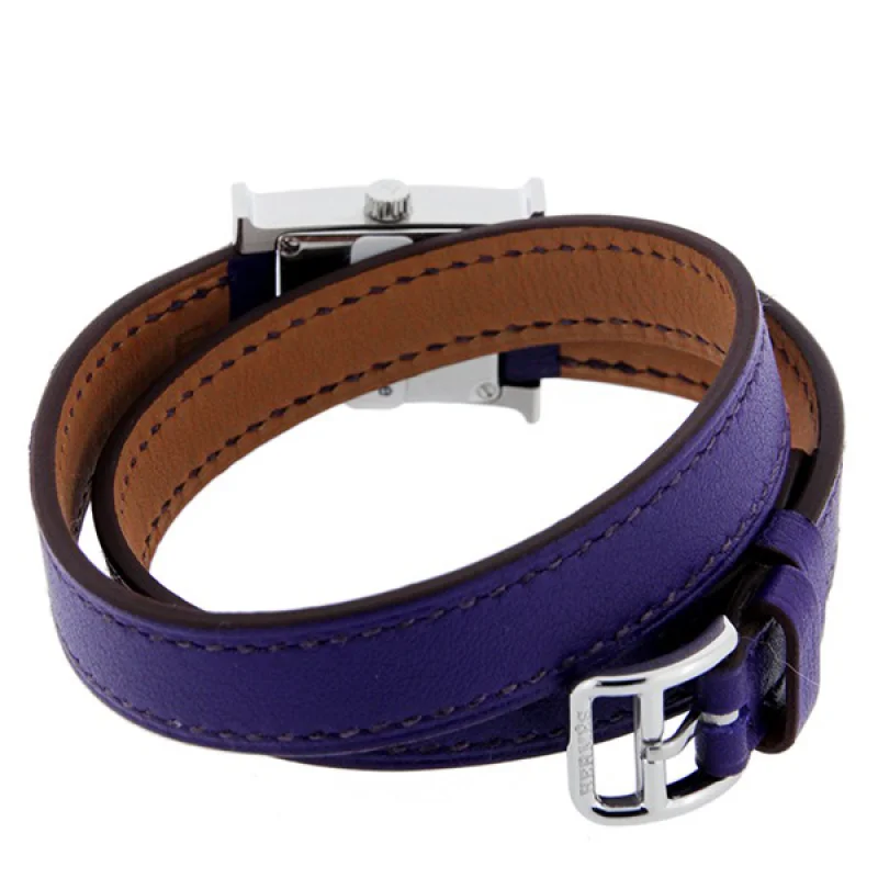 HERMES エルメス 腕時計コピー Hウォッチ レザーベルト HH1.110.131/WW9K2 ドゥブルトゥール 二重巻き パープル