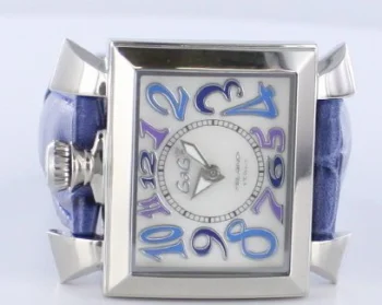高級時計ガガミラノ ナポレオーネ40mm レザー ブルー/ホワイトシェル ボーイズ 6030.3 スーパーコピー