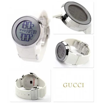グッチ 時計 偽物 レディース アイグッチ 114 デジタル ミラー ホワイトラバー GUCCI YA114403 スーパーコピー