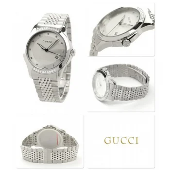 グッチ時計コピー メンズ Gタイムレス ダイヤモンド デイト ホワイト シルバー GUCCI YA126407