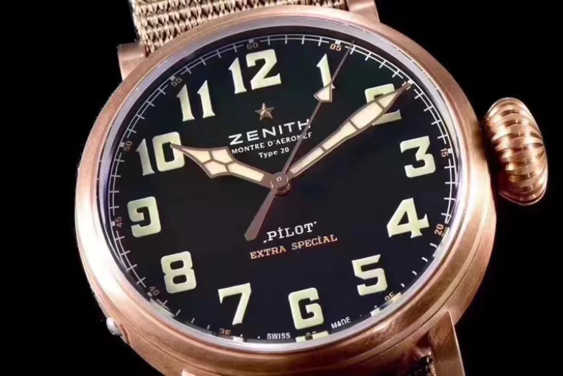 一流ゼニス パイロット29.2430.679/21.C753 自動巻き機械45 mm レトロなスタイル