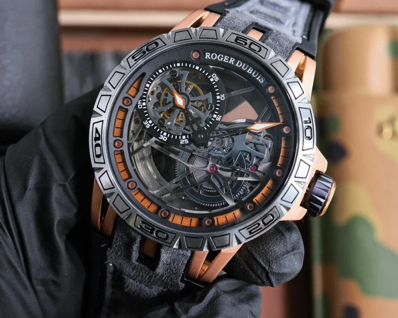 ロジェ・デュブイコピー時計エクスカリバー 最高精密自動巻き ピレリラバーストラップJ903894