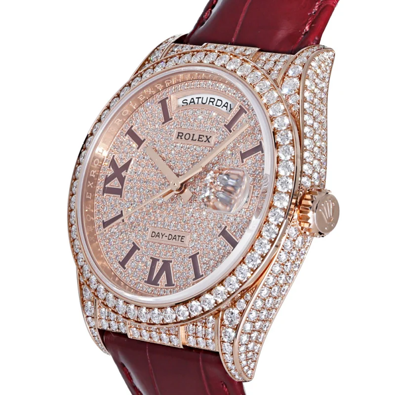 ROLEX激安 デイデイト 36mm 赤い時計ストラップ 128155RBR