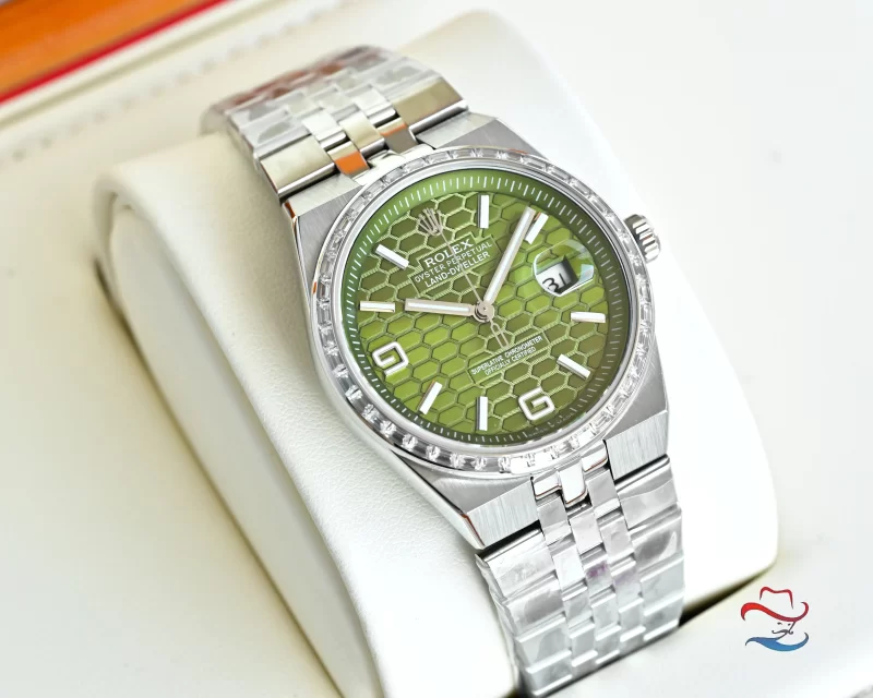 ロレックスコピー 127234 ランドドゥエラー 40mm オリーブグリーンハニカム文字盤 ジュビリーブレス 自動巻き