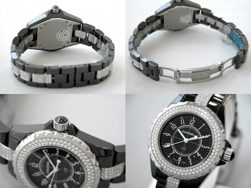シャネル CHANEL時計 J12 33mm ブラックセラミック ダイヤベゼル センターダイヤブレス ブラック/センターダイヤ H1338 スーパーコピー