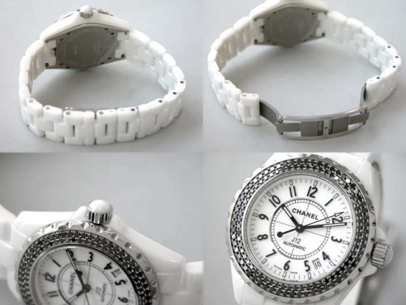 シャネル CHANEL時計 J12 38mm　ホワイトセラミック　ベゼルブラックダイヤ ホワイト H1631 スーパーコピー