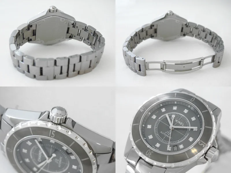 シャネル CHANEL時計 J12　クロマティック 38mm　12Pダイヤ　チタンセラミック グレー H32 スーパーコピー